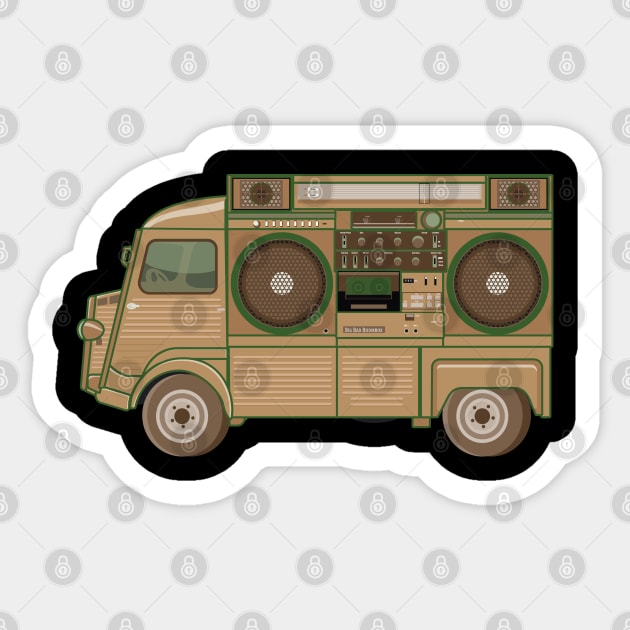 Citroen HY - Boombox Van- Huge Ghettoblaster on a Classic Van. Sticker by Boogosh